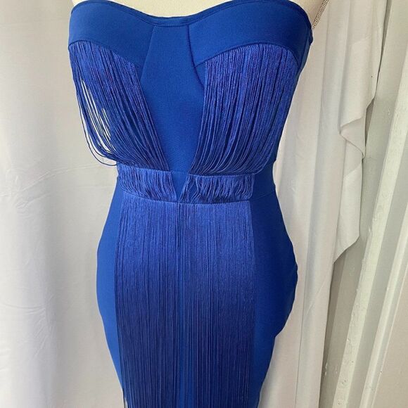 NWT Women’s Formal/ Party/ Bodycon/Strapless Blue Dress - Picture 2 of 16